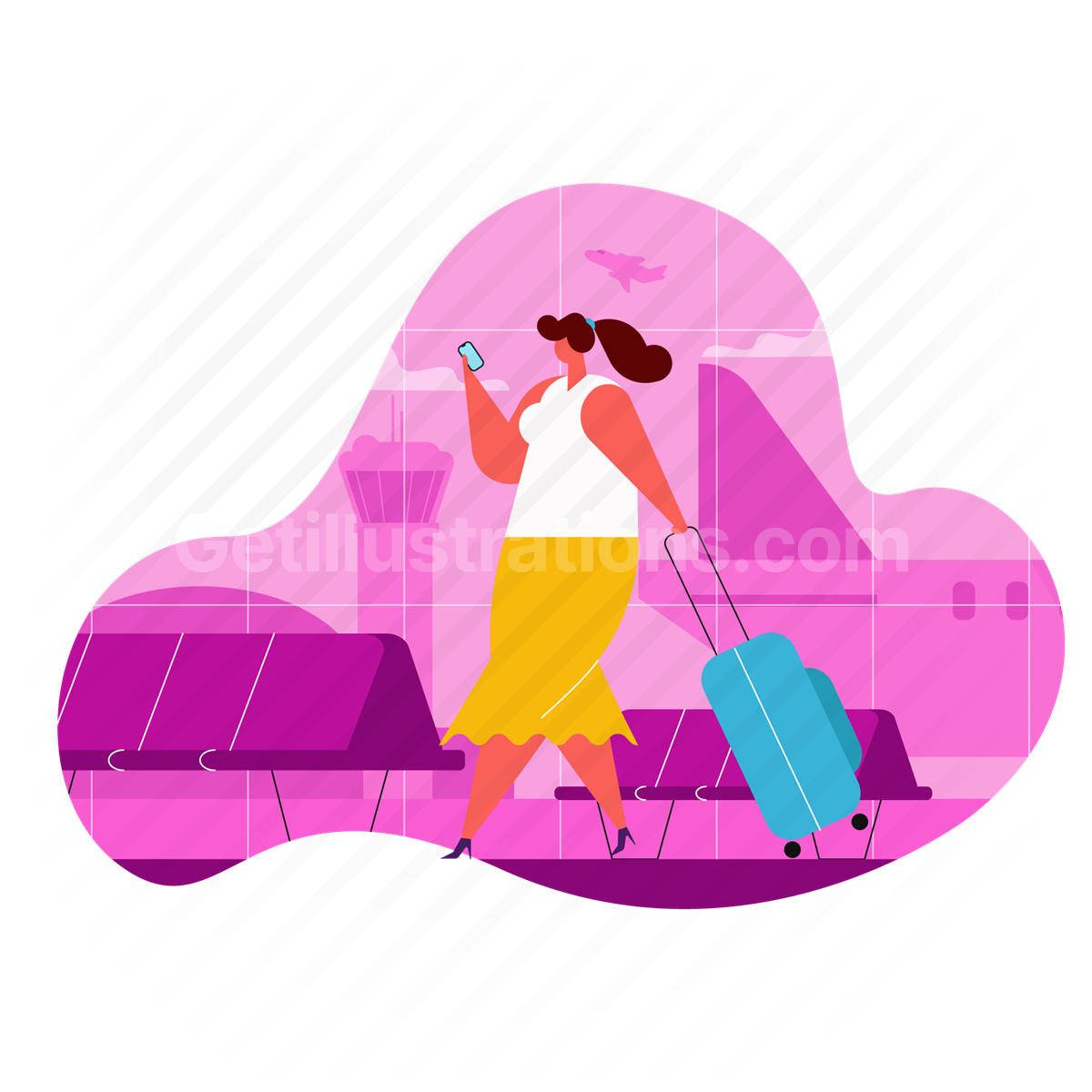 woman at airport, woman, luggage, airport, baggage
